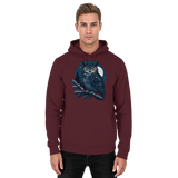 Front view of burgundy Arvenzo Night Watch hoodie, unisex hoodie with a simple design and comfortable fit.