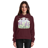 Unisex Burgundy Alpine Bloom Hoodie by Arvenzo, front view showing a cozy, stylish hoodie with a drawstring hood and ribbed cuffs.