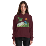 Unisex burgundy Bloom Wing Hoodie by Arvenzo featuring a front design, cozy fit, and casual style.