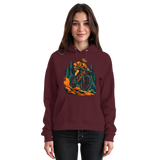 Front view of burgundy Arvenzo Dirt Rush hoodie, unisex hoodie with a cozy fit and casual style.