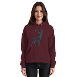 Front view of burgundy Arvenzo Mist Crown unisex hoodie with a minimalist design, showcasing the hoodie’s front and hood details.