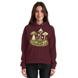 Front view of burgundy Arvenzo Forest Floor Hoodie, unisex casual hoodie with forest-themed design and comfortable fit.