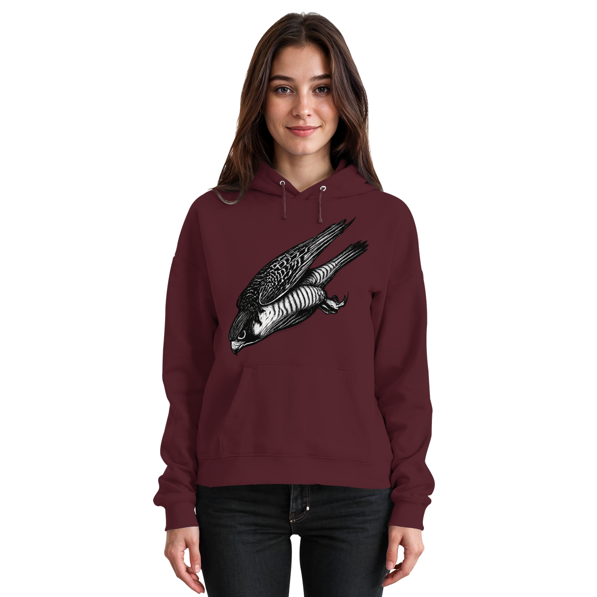 Front view of Burgundy Arvenzo Swift Dive unisex hoodie with a classic fit and minimalist design.