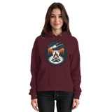 Front view of burgundy Arvenzo Star Map Hoodie, unisex casual hoodie with star pattern design.