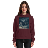 Unisex burgundy Arvenzo Pack North hoodie with front design, casual fit, and cozy fabric, shown from the front.