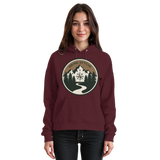Front view of Arvenzo Trail Crest Hoodie, a unisex burgundy hoodie with a basic design and adjustable drawstring.