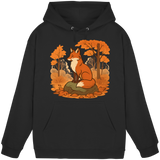 Black Arvenzo Ember Trail Hoodie front view, unisex design with a simple, clean look and soft fabric for casual wear.