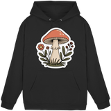 Front view of a unisex Still Roots hoodie by Arvenzo in deep black, showcasing a simple, classic hoodie design.