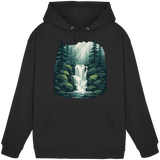Front view of Arvenzo Fall Creek Hoodie in deep black, unisex casual hoodie with a simple design and comfortable fit.