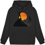 Front view of Arvenzo Bold Ascent Hoodie, a unisex deep black hoodie with a simple design and soft fabric.