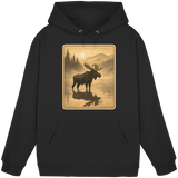 Front view of Arvenzo Calm Shore hoodie, a deep black unisex hoodie with a simple, relaxed fit and minimal design.