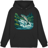 Front view of Arvenzo Silver Run Hoodie, a unisex black hoodie with a simple design and soft fabric.
