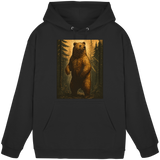 Front view of Arvenzo Deep Timber Hoodie in deep black, unisex hoodie with a comfortable fit and minimalist design.
