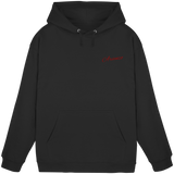 Front view of Arvenzo Pure Ground Hoodie, a unisex deep black hoodie with a simple, classic design.