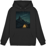 Black Arvenzo North Light unisex hoodie with front design, showing a comfortable fit and casual style.