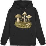 Front view of Arvenzo Forest Floor Hoodie in deep black, unisex hoodie with a simple design and comfortable fit.
