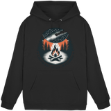 Front view of Arvenzo Star Map hoodie in deep black, unisex design with a star constellation graphic on the front.