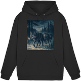 Arvenzo Pack North hoodie in deep black, unisex front view showing a simple, stylish hoodie with a drawstring hood and front pocket.