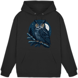 Black unisex Night Watch hoodie by Arvenzo featuring a front design, casual style, and soft fabric for comfortable wear.
