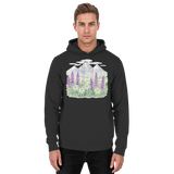 Black Arvenzo Alpine Bloom hoodie with front design, basic unisex fit, casual style, and soft fabric.