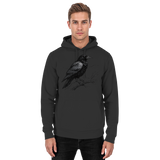 Front view of Arvenzo Dark Raven Hoodie in deep black, unisex hoodie with a simple, classic design.