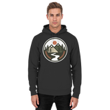 Black unisex hoodie from Arvenzo with a front design, casual style, and comfortable fit, shown from the front view.