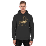 Front view of Arvenzo Tundra Walk unisex black hoodie, showcasing a simple, comfortable hoodie with a hood and long sleeves.