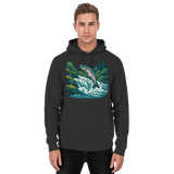 Front view of Arvenzo Silver Run Hoodie in deep black, unisex hoodie with a simple design and soft fabric.