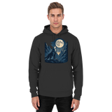 Front view of Arvenzo Silver Howl unisex hoodie in deep black, featuring a simple, stylish design and a comfortable fit.