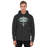 Front view of Arvenzo Mirror Lake Hoodie in deep black, unisex design with a simple, classic hoodie style.