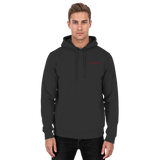 Front view of Arvenzo Pure Ground hoodie in deep black, unisex design with a simple, classic hoodie style and front pocket.