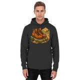 Front view of Arvenzo Trail Rest Hoodie, a basic unisex black hoodie with a simple design and comfortable fit.