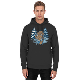 Front view of Arvenzo Snow Lynx hoodie in deep black, unisex design with a simple, clean look and cozy fit.