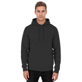 Front view of Arvenzo Cliff Edge Hoodie in deep black, unisex design with a simple, clean look and soft fabric.