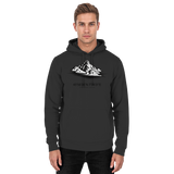 Black unisex Summit Point Hoodie by Arvenzo, front view showcasing a simple, comfortable design with a hood and casual fit.