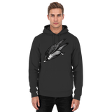 Front view of Arvenzo Swift Dive Hoodie, a basic unisex deep black hoodie with a simple design and soft fabric.