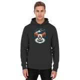 Front view of Arvenzo Star Map Hoodie in deep black, unisex design with a star map graphic on the front.