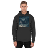 Front view of Arvenzo Pack North unisex hoodie in deep black with a simple, classic design and a drawstring hood.