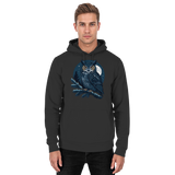 Front view of Arvenzo Night Watch hoodie in deep black, unisex casual hoodie with a simple, sleek design.