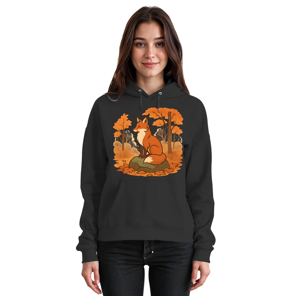 Black unisex Ember Trail Hoodie by Arvenzo, shown from the front with a simple, classic design and soft fabric texture.