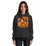 Black unisex Ember Trail Hoodie by Arvenzo, shown from the front with a simple, classic design and soft fabric texture.