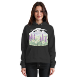 Black Arvenzo Alpine Bloom Hoodie with front design, unisex fit, casual style, and soft fabric.