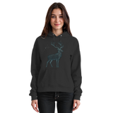 Front view of Arvenzo Mist Crown unisex hoodie in deep black, showcasing a simple design with a hood and long sleeves.