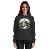 Front view of Arvenzo Open Ground unisex black hoodie with a simple design and drawstring hood.