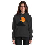 Black Arvenzo Bold Ascent hoodie, unisex front view showing a simple, comfortable design with a hood and front pocket.
