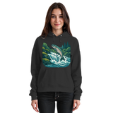 Front view of Arvenzo Silver Run Hoodie in deep black, unisex design with a simple, classic hoodie style and silver accents.
