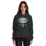 Black Arvenzo Mirror Lake Hoodie displayed from the front, showcasing a unisex, simple design in deep black.