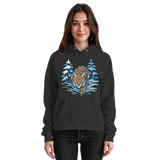 Front view of Arvenzo Snow Lynx Hoodie in deep black, unisex casual hoodie with a simple design and comfortable fit.