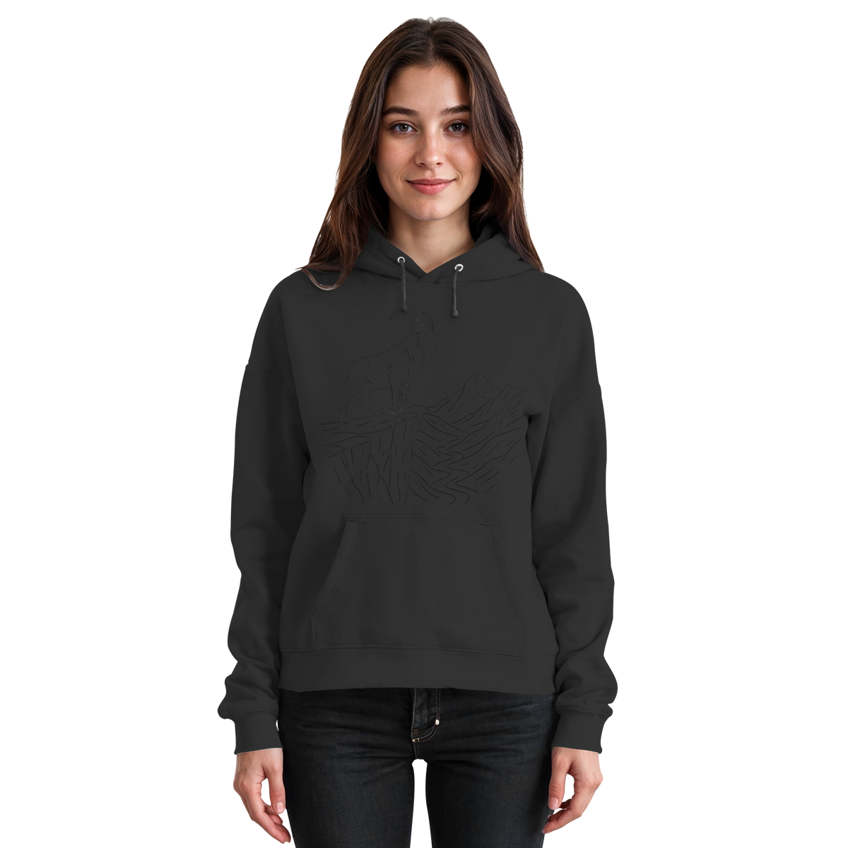 Black unisex Cliff Edge hoodie by Arvenzo, front view showing simple design and comfortable fit.
