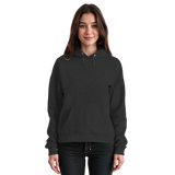Black unisex Cliff Edge hoodie by Arvenzo, front view showing simple design and comfortable fit.